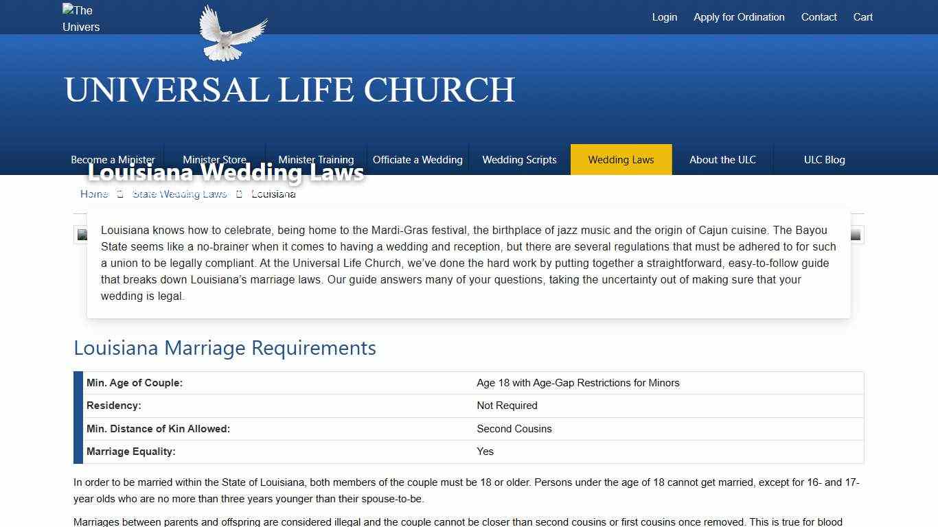 Louisiana Wedding Laws